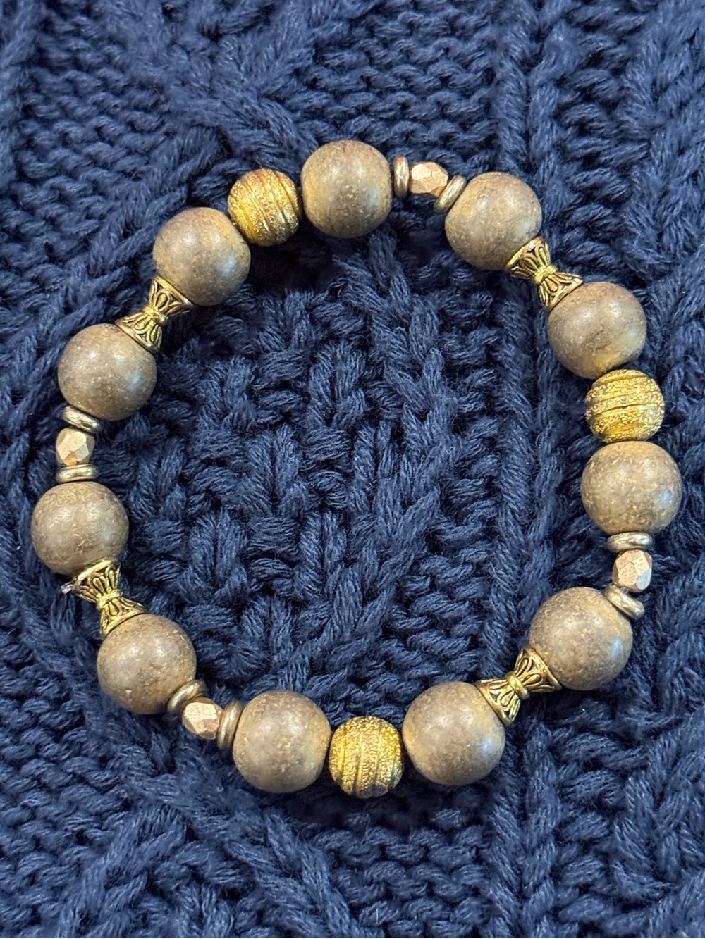 Boho Earthy Natural Stone Beaded Stretch Bracelet